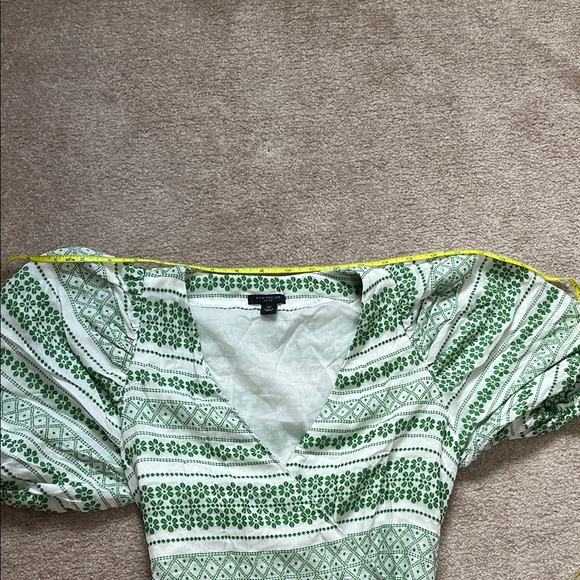 Ann Taylor Retro 50’s look Button Wrap Green Floral Stripe  Dress 00 - Picture 10 of 16